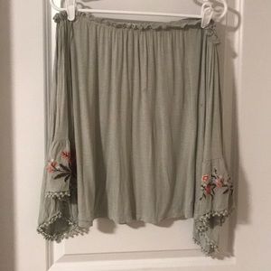 Altar’d State Olive Embroidered Off the Shoulder